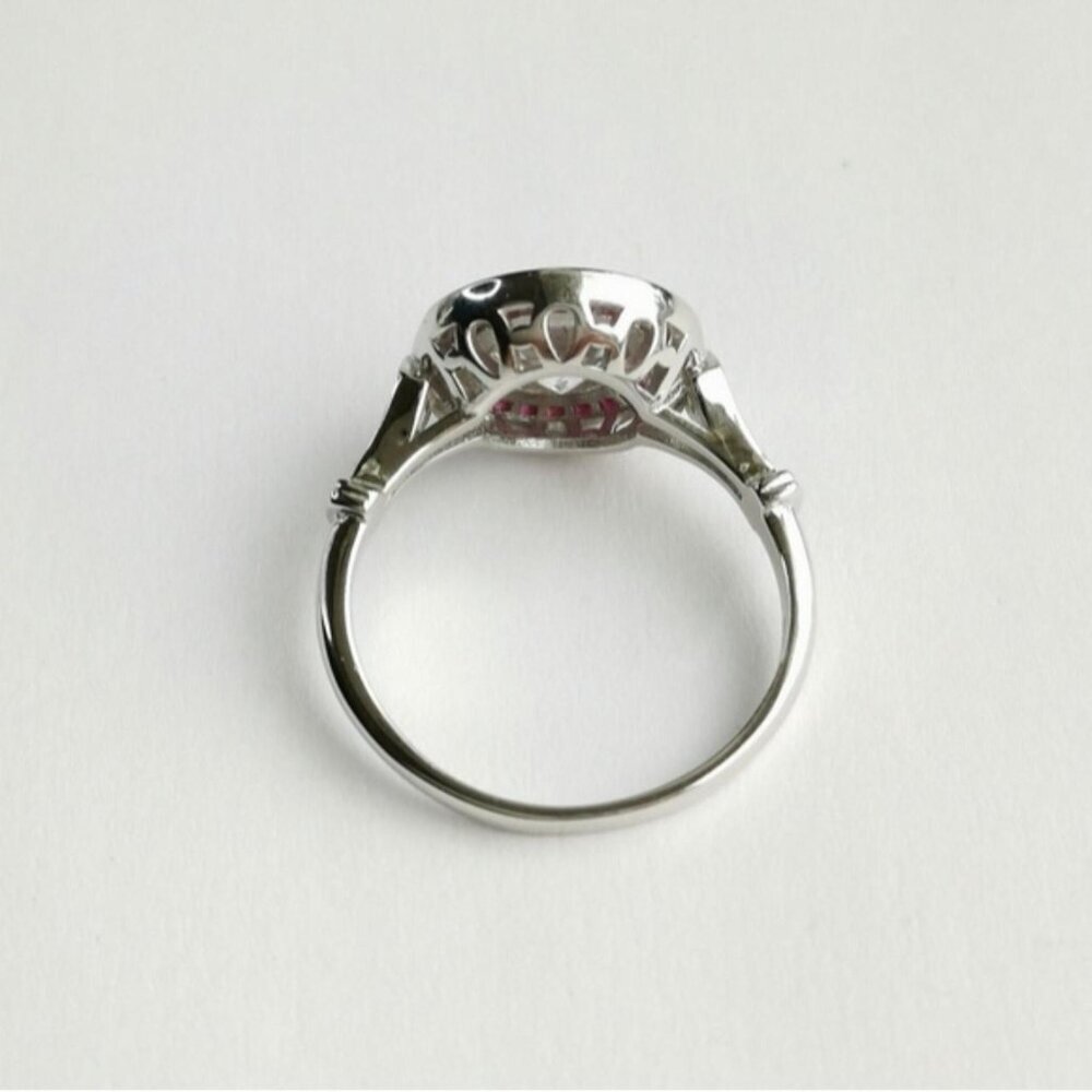 Art Deco White Sapphire and Ruby Ring in Sterling Silver - Picture 9 of 9